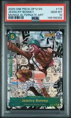 2025 ONE PIECE MANGA ALT ART OP12-118 LEGACY OF THE MASTER JEWELRY BONNEY PSA 10 - Image 1
