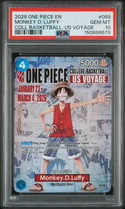 2026 ONE PIECE PROMOS ONE PIECE COLLEGE BK: US VOYAGE MONKEY D. LUFFY PSA 10 - Image 1