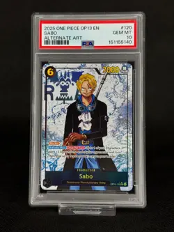 2025 ONE PIECE OP13-CARRYING ON HIS WILL ALTERNATE ART #120 SABO PSA 10 - Image 1