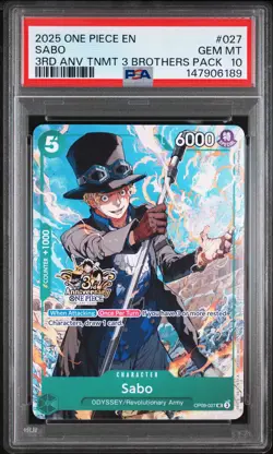 2025 ONE PIECE 3RD ANV TOURNAMENT 3 BROTHERS PACK #027 SABO PSA 10 - Image 1