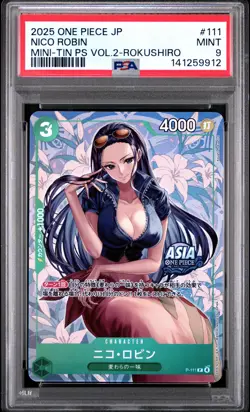 2025 ONE PIECE JPN MINI-TIN PACK SET VOL.2 KOUSHI ROKUSHIRO NICO ROBIN PSA 9 - Image 1