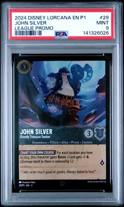 2024 DISNEY LORCANA EN P1-PROMO #29 JOHN SILVER GREEDY TREASURE SEEKER PSA 9 - Image 1