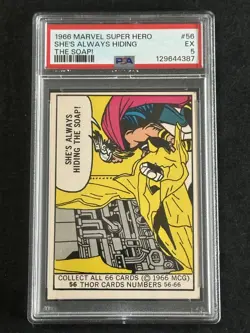 1966 Donruss Marvel Super Hero #56 Thor ROOKIE PSA 5 First Appearance RC Card - Image 1