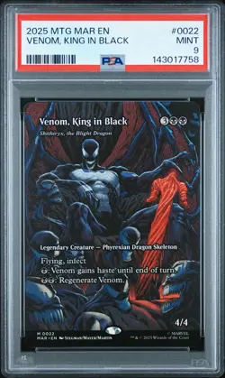 2025 MTG MARVEL'S SPIDER-MAN: SOURCE MAT #0022 VENOM, KING IN BLACK PSA 9 - Image 1
