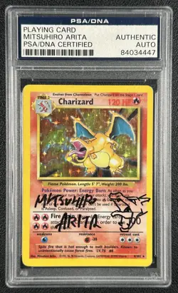 MITSUHIRO ARITA PSA DNA AUTH AUTOGRAPH AUTO CHARIZARD 1999 POKEMON #4/102 HOLO - Image 1