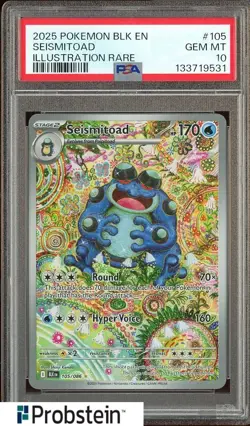 2025 Pokemon SV Black Bolt - BLK EN #105/086 Seismitoad Illustration Rare PSA 10 - Image 1