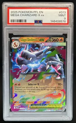 2025 Pokemon Phantasmal Flames Mega Charizard X ex Double Rare #013/094 PSA 9 - Image 1