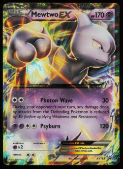 MEWTWO EX XY183 POKEMON CARD ENGLISH XY BLACK STAR PROMO HOLO DAMAGED - Image 1