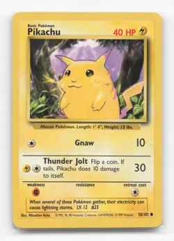 Pokemon TCG - Pikachu 58/102 Moderately Played Common Base Set Unlimited - Image 1