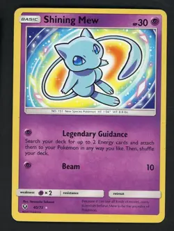 2017 POKEMON SUN & MOON SHINING LEGENDS #40 SHINING MEW-HOLO - Image 1