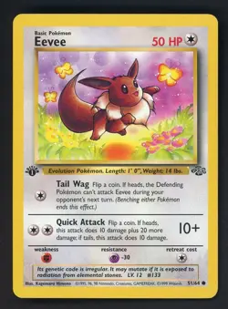 1999 Pokemon Jungle Eevee 1st Edition 51/64 - Image 1