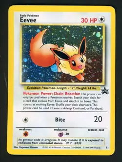 2000 Pokemon Black Star Eevee #133 Wotc Promo Holo Trading Card Game TCG - Image 1