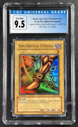 RIGHT LEG FORBIDDEN ONE CGC 9.5 2003 YU-GI-OH! PORTUGUESE LDB-P120 1ST EDITION 4 - Image 1