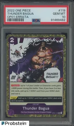 2022 One Piece #OP01-119 Thunder Bagua Errata PSA 10 - Image 1