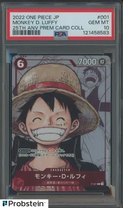 2022 One Piece Japan #001 Monkey D Luffy 25t Anniversary Prem. Card Coll PSA 10 - Image 1