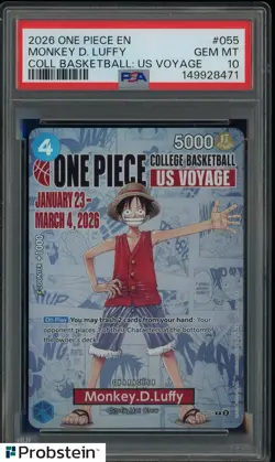 2026 One Piece EN College Basketball US Voyage #055 Monkey D Luffy PSA 10 - Image 1