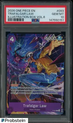 2026 ONE PIECE PROMOS ILLUSTRATION BOX VOL.6 #093 TRAFALGAR LAW PSA 10 - Image 1