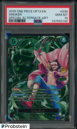 2025 One Piece Carrying On His Will Smoker Special Alt Art #OP13-030 PSA 10 - Image 1