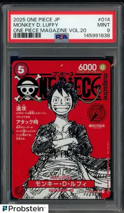 2025 ONE PIECE JPN PROMOS ONE PIECE MAGAZINE VOL.20 #014 MONKEY D. LUFFY PSA 9 - Image 1