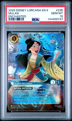 2025 DISNEY LORCANA EN 9-FABLED ENCHANTED MULAN - CONSIDERATE DIPLOMAT PSA 10 - Image 1