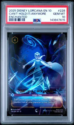 2025 DISNEY LORCANA WHISPERS IN THE WELL ENCHANTED CAN'T HOLD IT /ANYMORE PSA 10 - Image 1