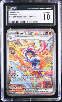 2024 POKEMON TWILIGHT MASQUERADE 214/167 GRENINJA EX CGC 10 GEM MINT - Image 1