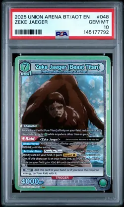 2025 UNION ARENA UE10BT/AOT ATTACK ON TITAN ZEKE JAEGER (BEAST TITAN) PSA 10 - Image 1