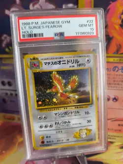 Pokemon Card Lt Surges Fearow Ibitak Gym Heroes Holo Leaders Sta Japanese PSA 10 - Image 1