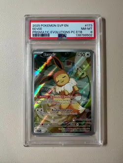 (B)2025 Pokemon SVP EN 173 Eevee Prismatic Evolutions Pokemon Center Promo PSA 8 - Image 1