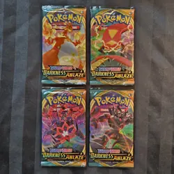 Pokemon Darkness Ablaze - 4x Booster Packs - Art Set - Factory Sealed - Image 1