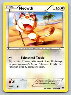 Meowth 114/162 Common BREAKthrough Pokemon Lightly Played - Image 1