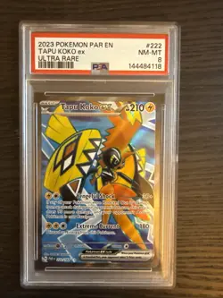 Tapu Koko EX 222/182 Ultra Rare 2023 Pokemon Paradox Rift PSA 8 NM-MT - Image 1