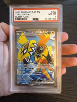 Tapu Koko EX 222/182 Ultra Rare 2023 Pokemon Paradox Rift PSA 8 NM-MT - Image 3
