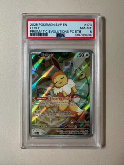 (A)2025 Pokemon SVP EN 173 Eevee Prismatic Evolutions Pokemon Center Promo PSA 8 - Image 1