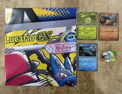 Pokemon Ascended Heroes Mega Lucario ex Promo Poster, Pin, & First Partner Lot - Image 1