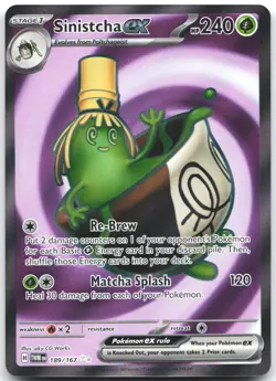 Sinistcha ex 189/167 Ultra Rare Twilight Masquerade Pokemon Near Mint - Image 1