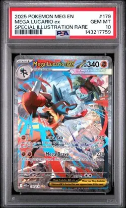 2025 Pokemon Mega Evolution #179 Mega Lucario ex SIR Special PSA 10 759 - Image 1