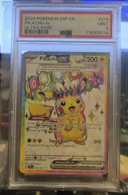 Pikachu EX Ultra Rare SSP EN Pokemon Surging Sparks #219/191 - PSA 9 MINT - Image 3