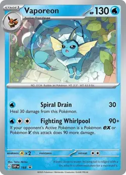Pokemon TCG Vaporeon Scarlet & Violet Black Star Promo SVP 168 Cosmos Holo Rare - Image 1