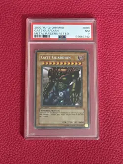 2002 Yu-Gi-Oh! MRD Gate Guardian 1st Edition #000 PSA 7 NM Metal Raiders - Image 1