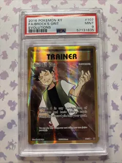Pokemon Brock’s Grit Full Art #107 Evolutions 2016 PSA 9 - Image 1