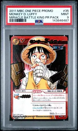 PSA 9 One Piece Miracle Battle Carddass Monkey D Luffy OP 35 Tournament Promo - Image 2