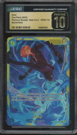 2025 One Piece Premium Booster Best Vol. 2 Secret Rare Sanji Pristine CGC 10 - Image 1