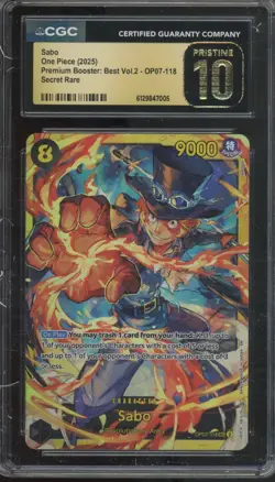 2025 One Piece Premium Booster Best Vol. 2 Secret Rare Sabo Pristine CGC 10 - Image 1
