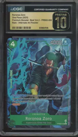 2025 One Piece Premium Booster Best Vol. 2 Rare Roronoa Zoro Pristine CGC 10 - Image 1