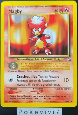 Carte Pokemon MAGBY 23/111 Rare Neo Genesis Wizards FR - Image 1