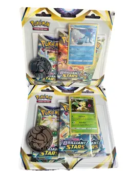 Pokemon Brilliant Stars 3-Pack Blister Set Leafeon Glaceon Promo - Image 1