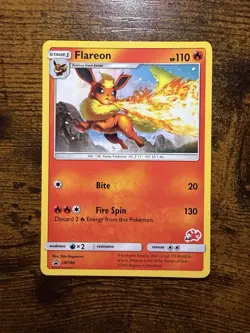 Pokemon Flareon Promo Stamped SM186 Battle Academy Regular 110 HP Card - Image 1