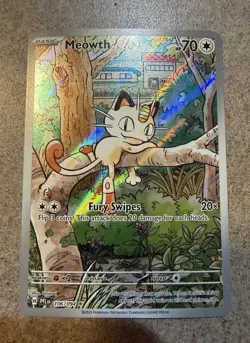 Pokemon Card Meowth Phantasmal Flames Holo Illustrator 106/94 - Image 1