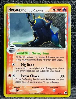 Heracross (Delta Species) 3/101 Holo Pokemon Card 2006 MP - Image 1